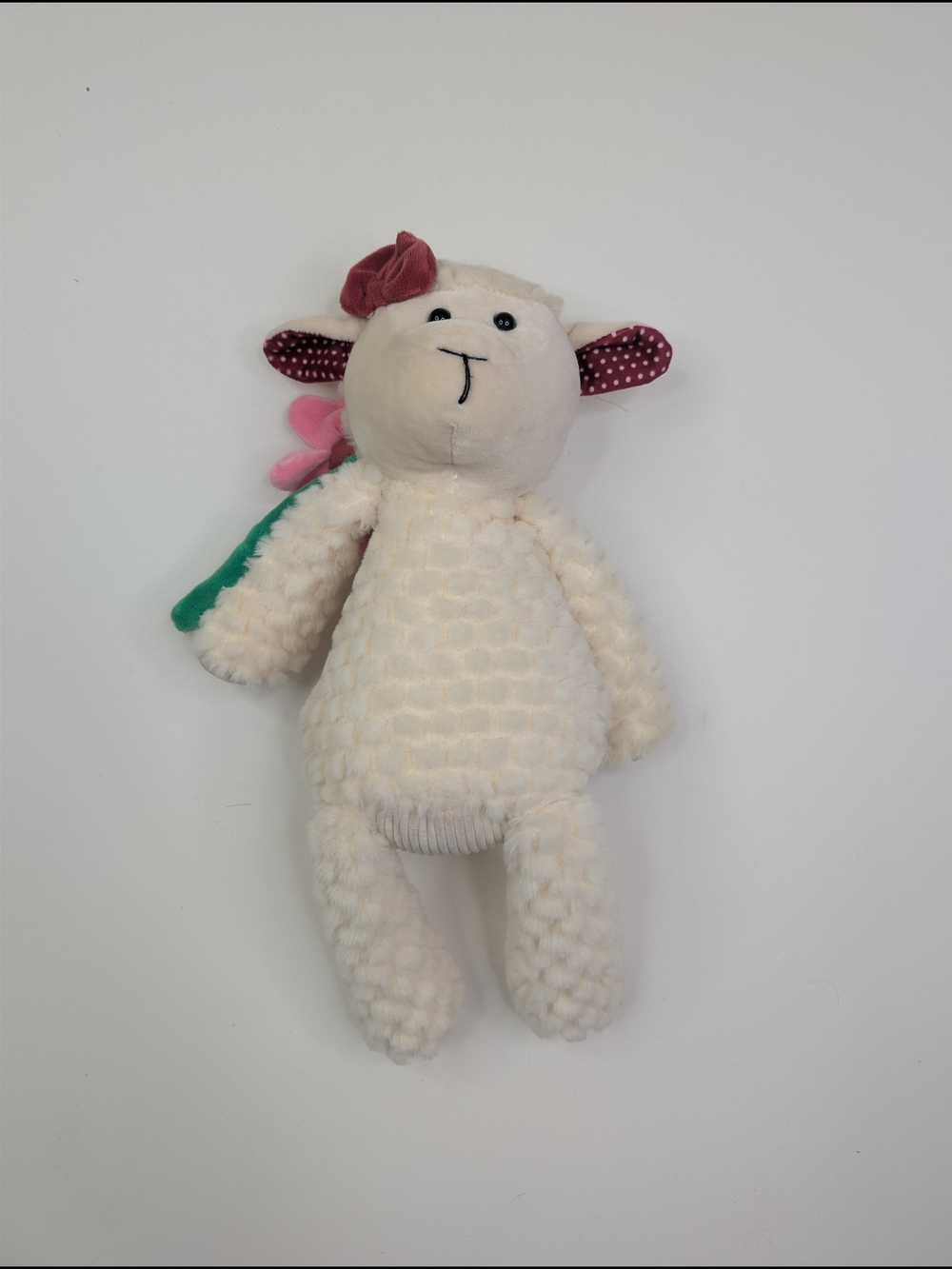 Scentsy Buddy Plush Lamb with Pink Accents and Green Stem